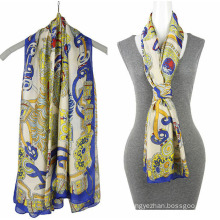 Fashion Printing chiffon 100% silk mosi scarf Square Scarf